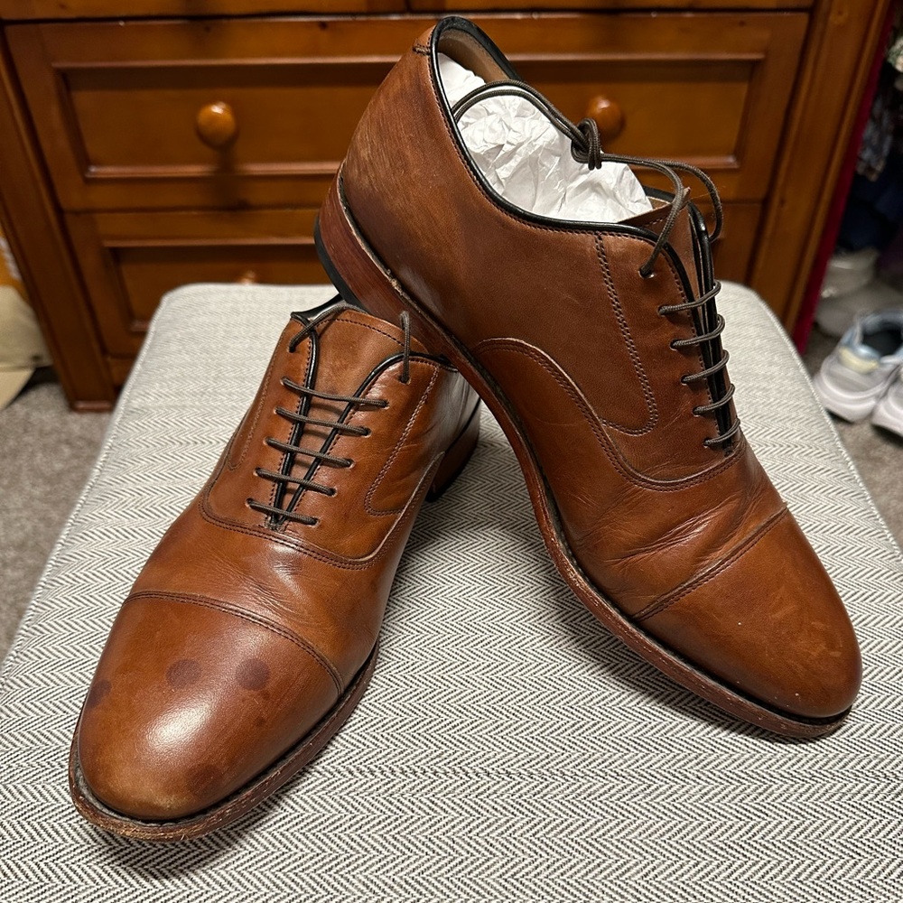 Johnston & Murphy Melton Cap Toe Tan Italian Calfskin Size 10.5